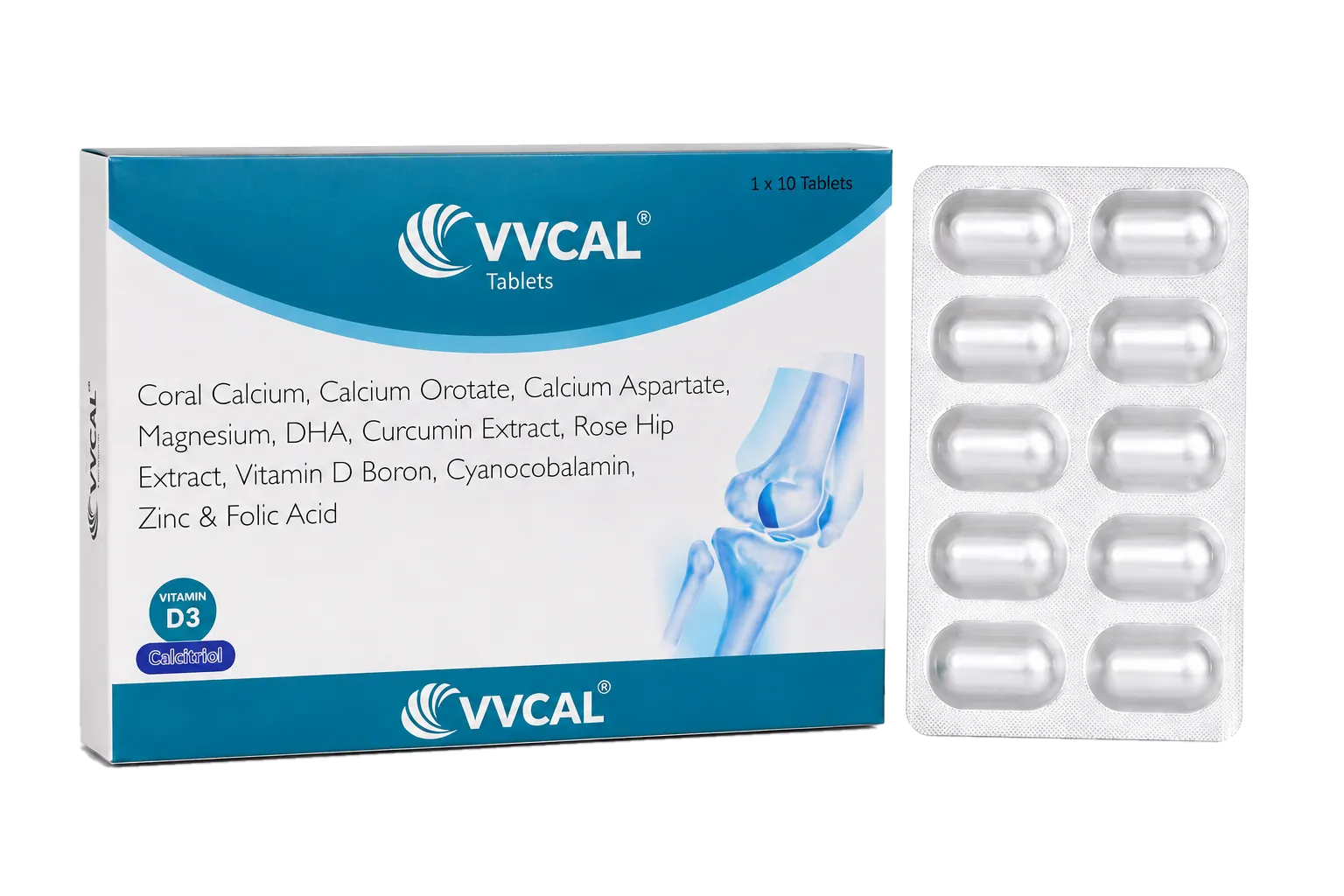 VVCAL Tablets coral calcium and vitamin D3 tablets 1 × 10 carton