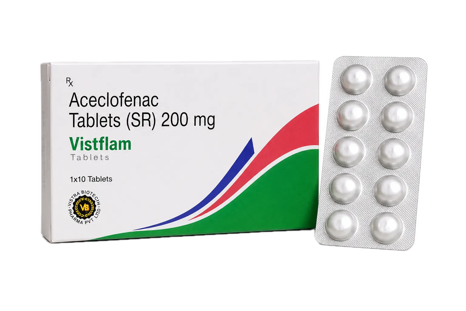 Vistflam Aceclofenac SR 200 mg tablets 1 × 10 carton