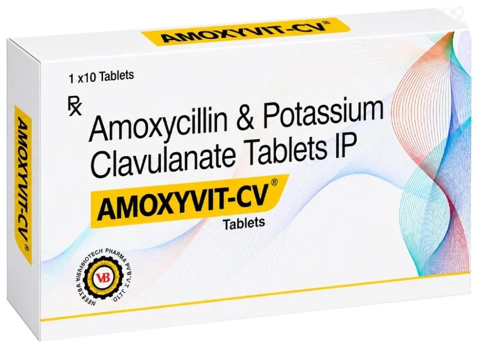 Amoxyvit-CV Amoxycillin and Potassium Clavulanate tablets 1 × 10 carton