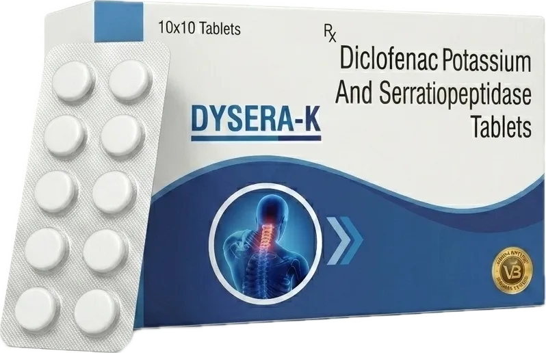 Dysera-K Diclofenac Potassium and Serratiopeptidase tablets 10 × 10 carton