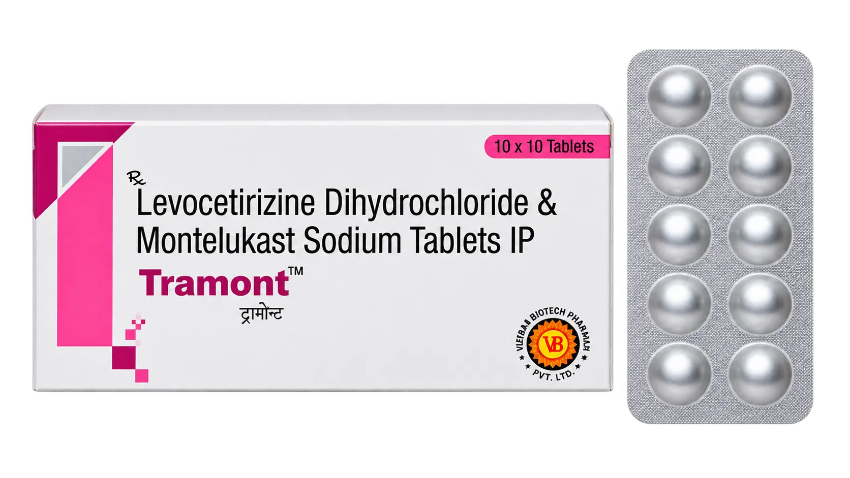 Tramont Levocetirizine and Montelukast tablets 10 × 10 carton