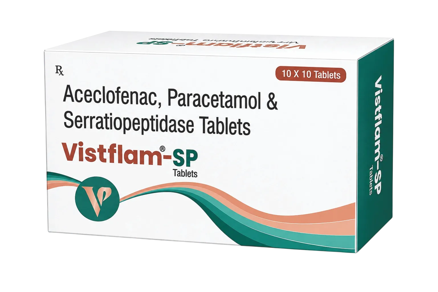 Vistflam-SP Aceclofenac, Paracetamol and Serratiopeptidase tablets 10 × 10 carton