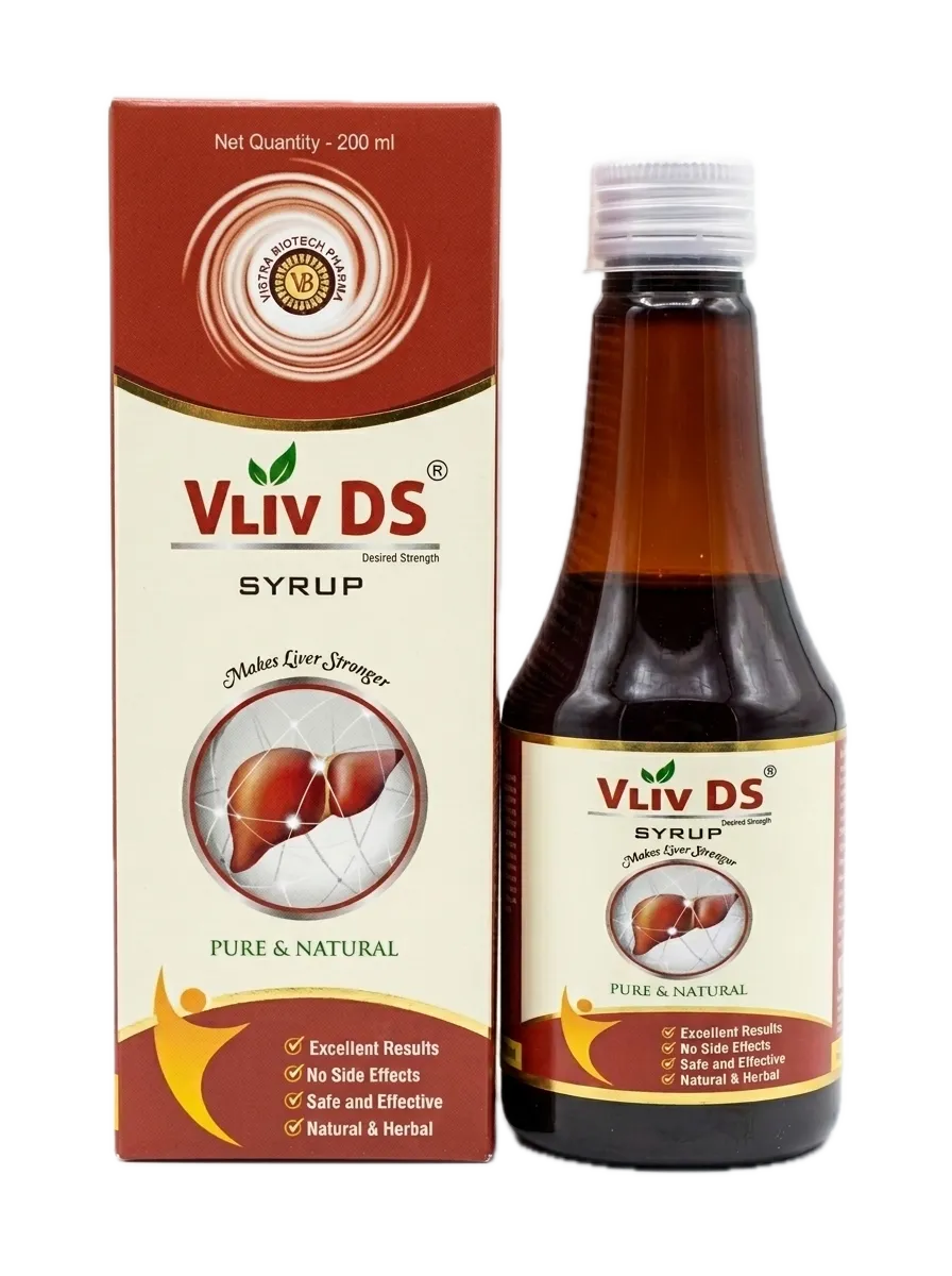 Vliv DS Syrup Ayurvedic liver tonic bottle and carton